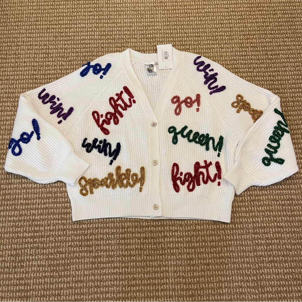 Queen of Sparkles Game Day Rainbow Cardigan XS NWT - Picture 4 of 10
